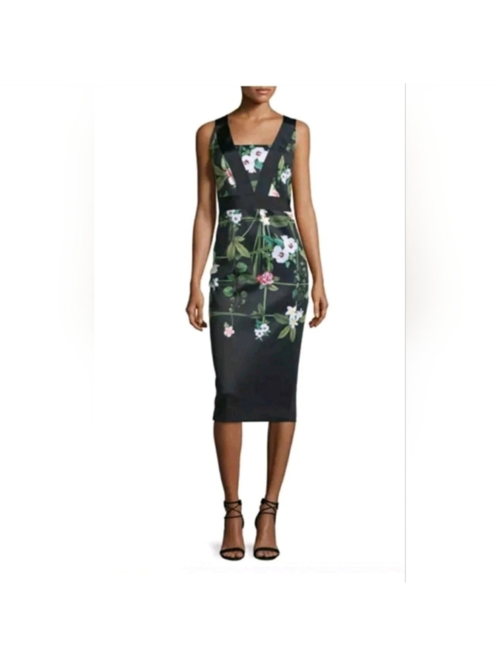 Ted Baker Kacied Secret Trellis Floral Black Dress